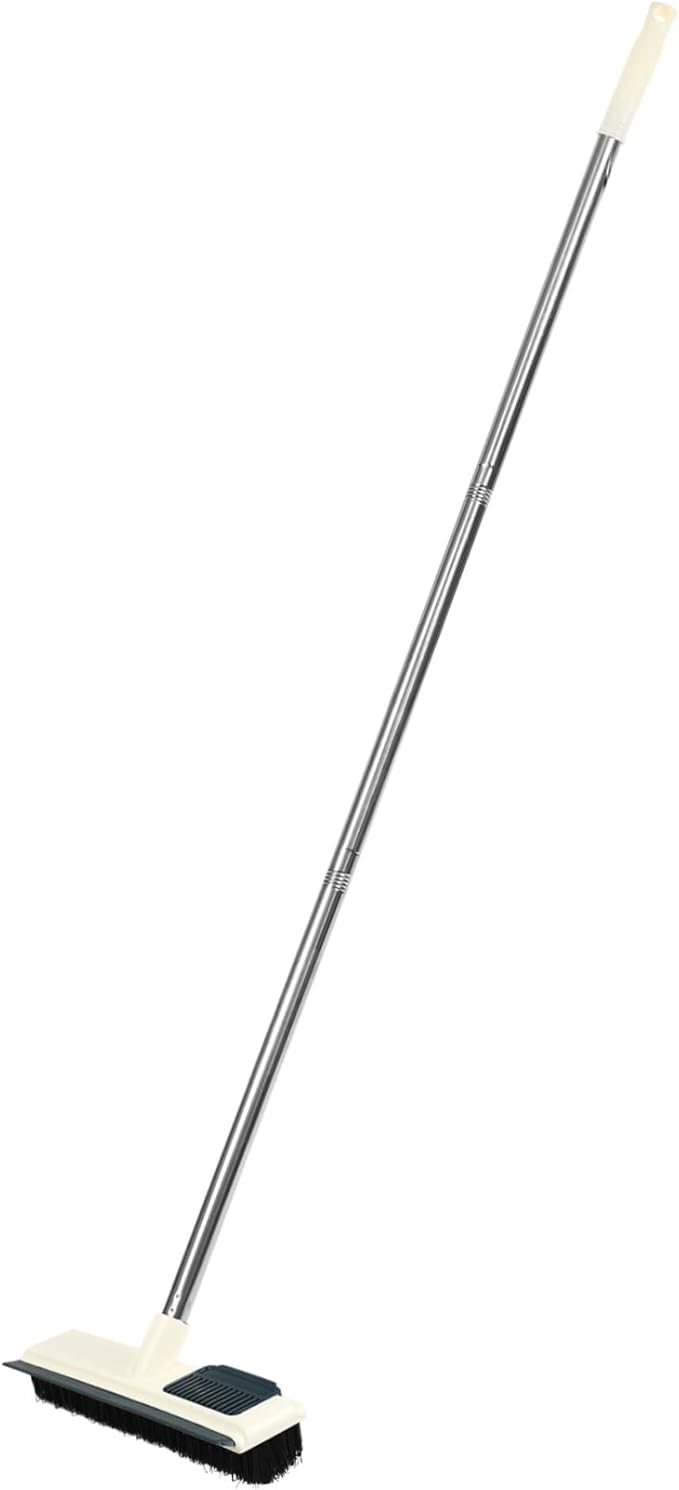 Long Handle Floor Scrubber Brush for Bathroom Cleaning Sturdy Scrub Brush with Strong Bristles for Grout and Corners Efficient Home Cleaning Tool White