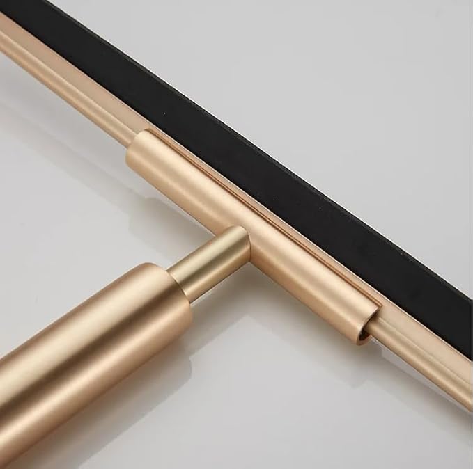 Shower Squeegee Bathroom Mirror Glass Wiper Stainless Steel Window Cleaning for Shower Kitchen Floor Glass Silicone Scraper (Gold)