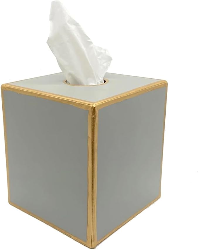 Jaye’s Studio Decorative Metal Tissue Box Cover Square Tissue Box Holder for Bathroom Bedroom Accessories Vanity Countertop Nightstand Desk & Home, Cube Tissue Holder & Farmhouse Decor (6x6x5, Taupe)