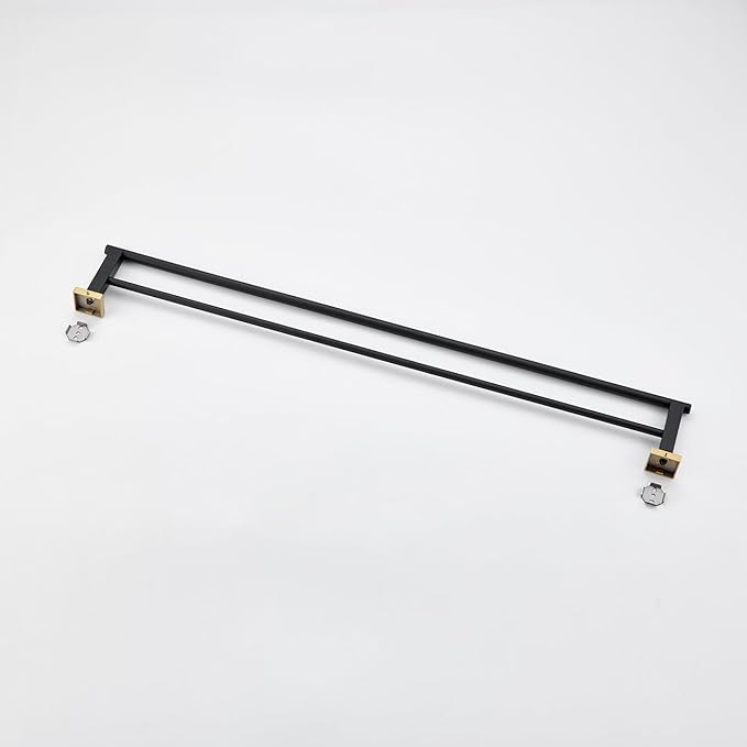 Miyili Double Bath Towel Bar Stainless Steel 36-Inch Hand Towel Rack for Bathroom Wall Mount Black & Gold, A02BG90B