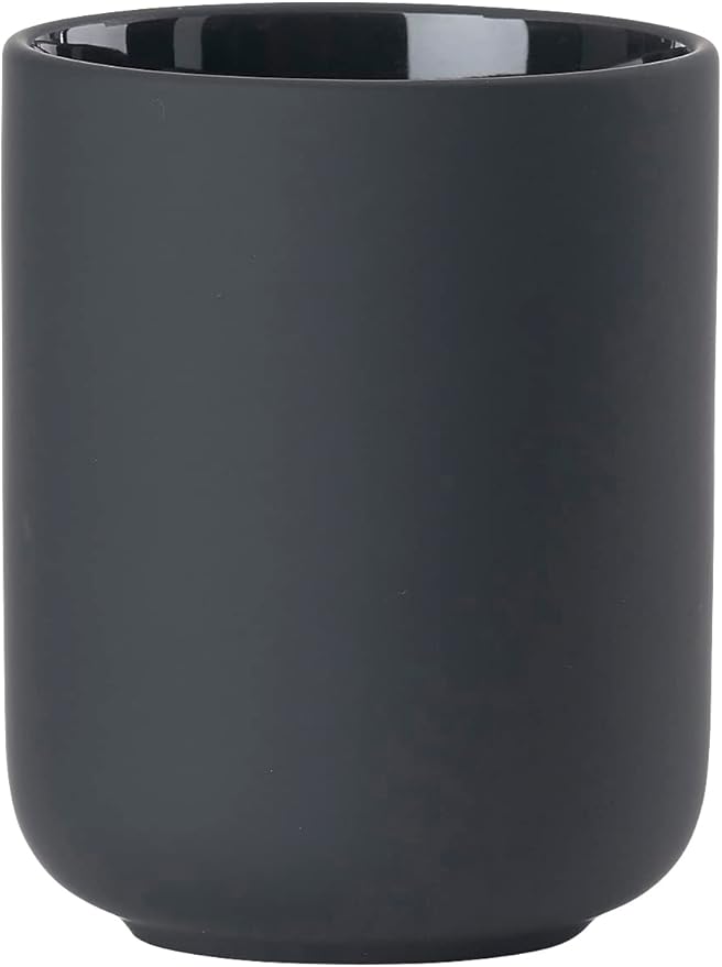 ZONE DENMARK Nova One Toothbrush Mug | Sleek and Modern Bathroom Accessory | Revitalize Your Daily Routine with Scandinavian Elegance and Practicality Unite in This Soft Touch Coating (UME-Black)