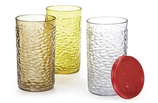 G.E.T. 3316-Y-EC Heavy-Duty Shatterproof Plastic Pebbled Tumbler, 16 Ounce, Yellow (Set of 4)