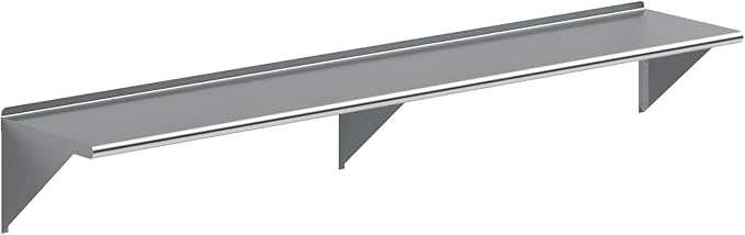 AmGood 96" Long X 18" Deep Stainless Steel Wall Shelf | NSF Certified | Appliance & Equipment Metal Shelving | Kitchen, Restaurant, Garage, Laundry, Utility Room