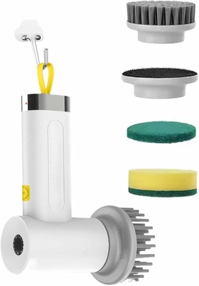 Multi Functional Dual Speed Electric Cleaning Brush with 3 Replaceable Brush Heads Hidden Charging Port 1.5 Hours of Long Battery Life Suitable for Bathroom Spin Scrubber