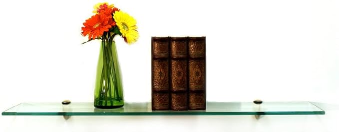 Spancraft Glass P-6x30-Brass Peacock Glass Shelf, Brass, 6" x 30"