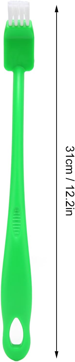 Universal Double Head Cleaning Brush Premium ABS Fiber Long Handle Brush for Juicer Bottle Cup Kitchen Bathroom Tile Grout Green 31cm