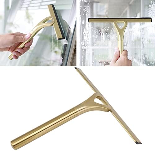 Stainless Steel Squeegee for Shower, Gold Shower Squeegee with Hook for Storage, 10-Inch Soft & Firm Blade Gold Squeegee for Bathroom, Car Glass and Tiles 22.5x22cm