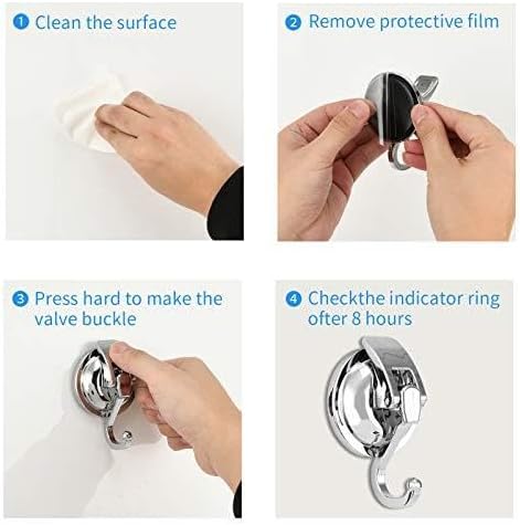 Wreath Hanger,6Pack, Silver-Plated Plished Suction up for Window Glass Kitchen Bathroom Hooks Reusable Without Punching for Towel Loofah Robe Coat Wreath Decor