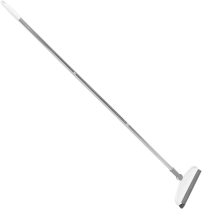 IMIKEYA Rotating Floor Scrub Brush with Long Handle Shaped Corner Seam Cleaner for Hard to Reach Tiles and Grout in Bathroom Kitchen Shower Garage and Patio Cleaning