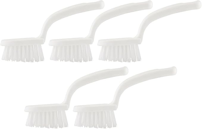 Happyyami 5pcs White Kitchen Crevice Cleaning Brush Set, Handheld Seam and Window Track Brush for Household Gap and Countertop Cleaning