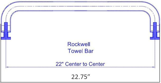 Rockwell Security Mont Hard Single Sided Towel Bar 22 Inch Glass Brushed Nickel Finish for Commercial and Residential Frameless Heavy Glass Shower Doors