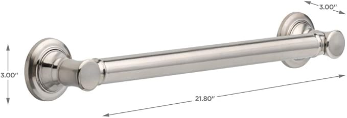 Delta Traditional (1-Pack) 18" Shower Grab Bar Seniors ADA Compliant Brilliance Stainless Steel 450 lb Capacity Bathroom Safety Handle for Shower, Tub | Wall Mounted Balance Assist, Grip Bar 41618-SS