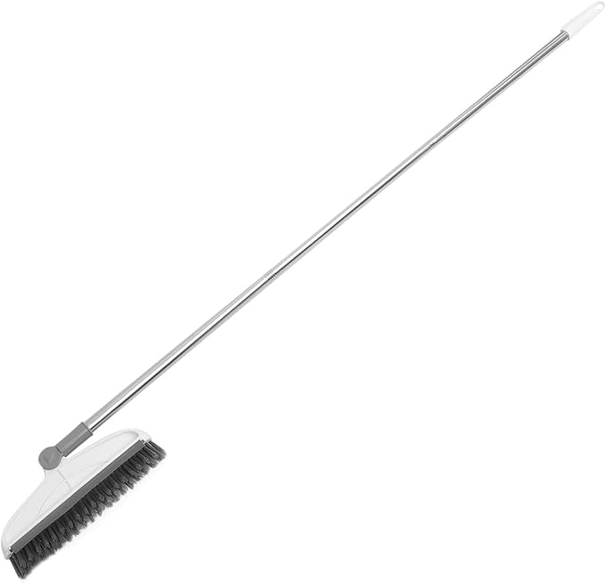 VILLCASE Long Handle Floor Scrub Brush with Stiff Bristles Gray-White 126cm Floor Brush for Bathroom Tile Crevice Cleaning and Shower Grout Scrubber