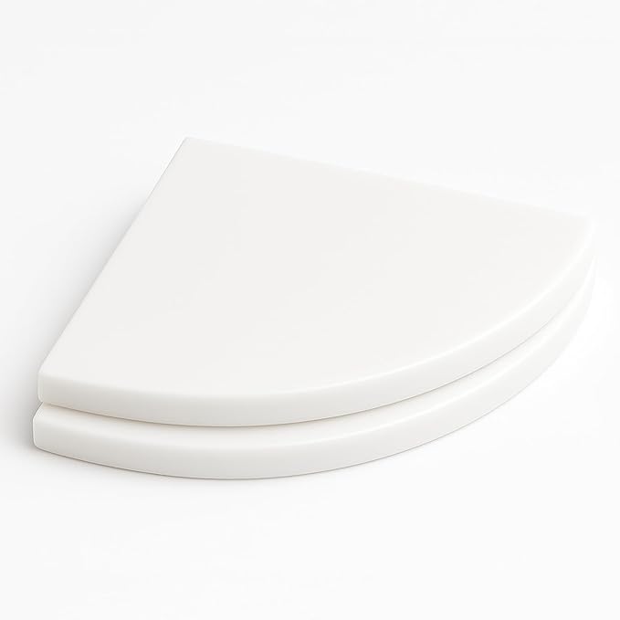 9 Inch Super White Engineered Marble Corner Shower Shelf Bathroom Caddy, Wall Mounted Shower Shelf, Classic Flatback Design (2)