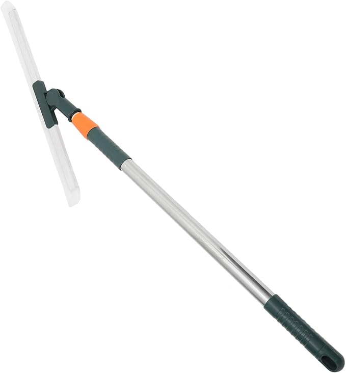 Silicone Floor Squeegee with 36cm Water Scraper Blade, Heavy Duty Shower Scraper Squeegee with Telescopic Handle for Bathroom, Kitchen, Tile and Glass Cleaning