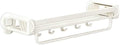 12" Shower Caddy Suction Cup, Concealed Shower Shelves Suction Cup with Hooks & Towel Bar, NO-Drilling Suction Shelf for Bathroom & Kitchen - White