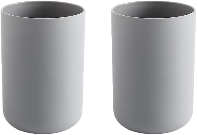 Bathroom Plastic Toothbrush Cup, Tumbler for Home Bathroom Toothbrush Holder, Unbreakable Dishwasher Safe, Reusable and Sturdy Drinking Cup, 11 OZ (Grey & Grey)