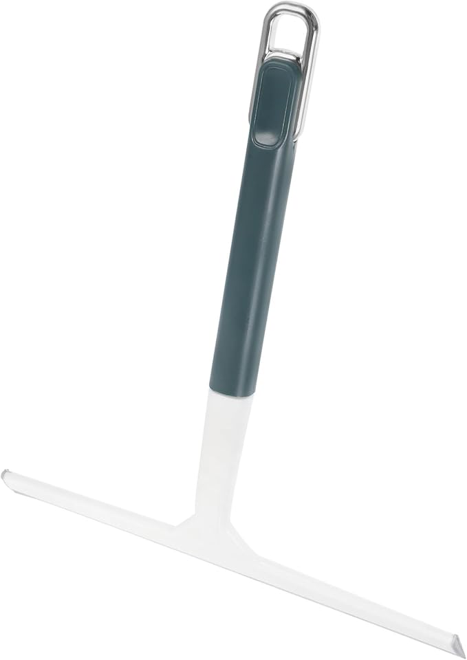Wide Green Shower Squeegee for Bathroom Glass Doors and Car Windshields, Handheld Window Cleaning Tool with Sturdy Blade for Home and Car Windshield Maintenance
