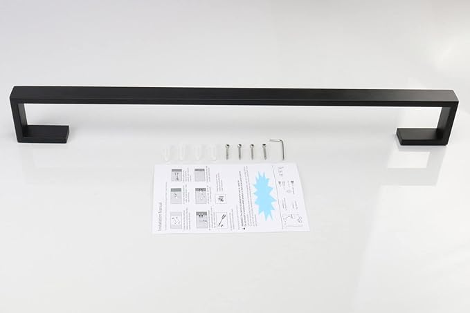 TocTen Bath Towel Rack - Square Base Thicken SUS304 Stainless Steel Towel Bar for Bathroom, Bathroom Bar Accessories Towel Rod Heavy Duty Wall Mounted Towel Holder (Matte Black, 36 Inch)
