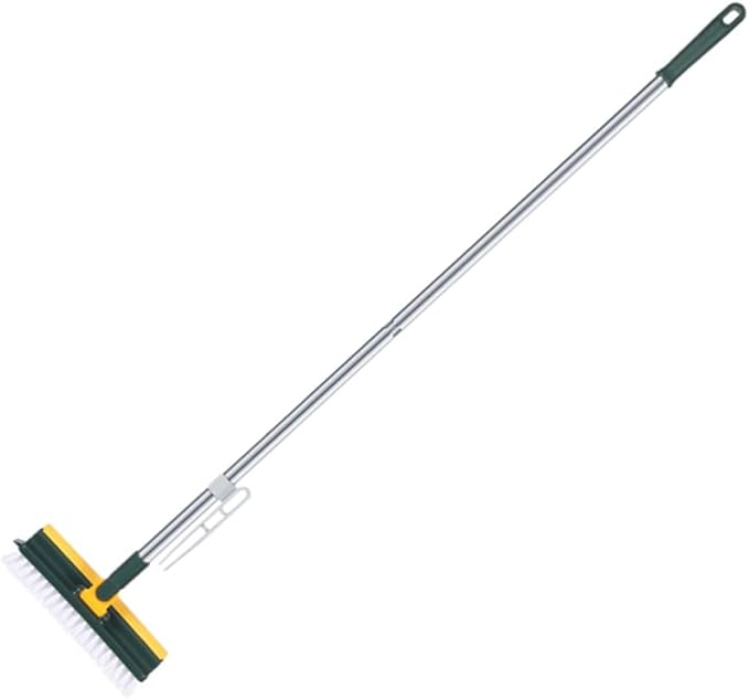 Long Handle Floor Brush and Shower Scrubber for Cleaning Bathroom Tiles, Green Multi-Purpose Deck and Carpet Scrub Brush for Home Floor Maintenance