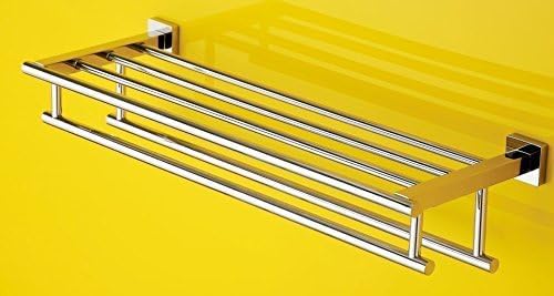 Premium Modern Double Hanging Quadruple Towel Bar Rack w/Round Base (24 Inches)- Brushed Finish, Stainless Steel, Water and Rust Proof, Top of The line Rack and Shelf