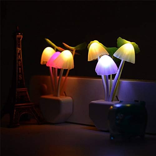 ZEZHOU Silicone Toothbrush Holders for Bathrooms - 6Pcs Razor Holder for Shower Wall Mounted + Sensor Led Mushroom Night Light - 2Pcs Color Changing Plug-in LED Mushroom Dream Bed Lamp
