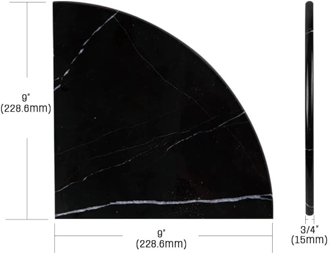 Black Marble Corner Shower Shelf, 9 Inch Carrara White Marble Corner Shelf for Bathroom Shower Decor, Wall Mounted, Polished, 1 Pcs