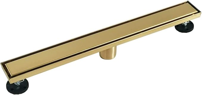Neodrain 30-Inch Gold Linear Shower Drain, 2-in-1 Flat & Tile Insert Cover, Stainless Steel Linear Drain, Brushed Brass Rectangle Shower Floor Drain with Hair Strainer, Watermark&CUPC Certified