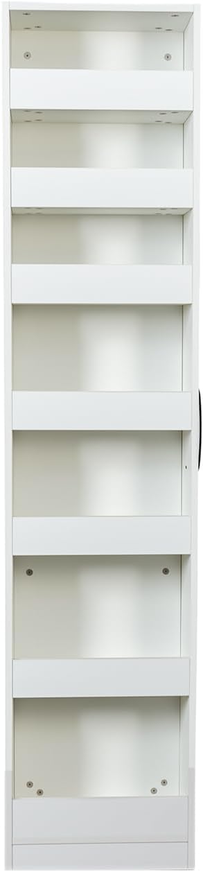 JOYSOURCE Tall Narrow Pull-Out Storage Shelf with Wheels 7-Tier Slim Rolling Storage Spice Rack Next to Fridge Utility Cart Single-Sided for Small Spaces, Kitchen, Laundry Room, Bathroom White