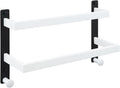 Bath Double Towel Bars with Hooks, 16 Inch Stainless Steel Towel Rail, Wall Mount Towel Rack for Bathroom Lavatory, White & Black