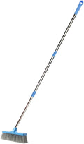 Long Handle Floor Scrubbing Brush with Hard Bristles, Tile Corner Cleaning Brush for Bathroom and Outdoor Floors, Sturdy Shower and Grout Scrubber for Heavy-Duty Cleaning