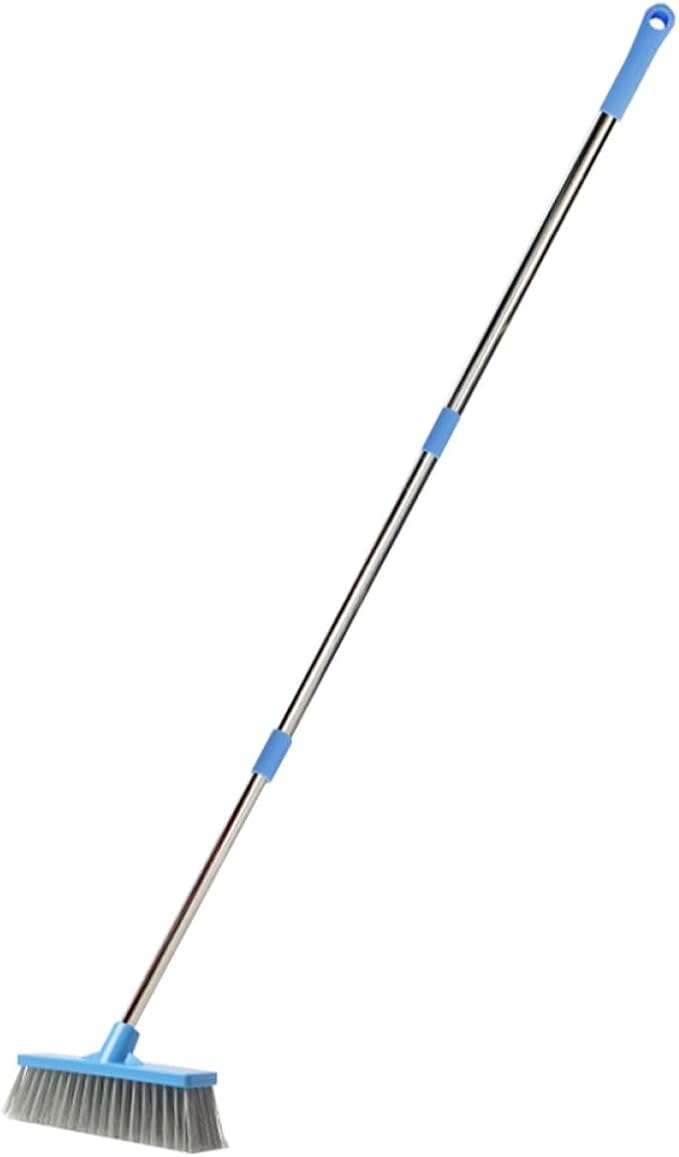 Long Handle Floor Scrubbing Brush with Hard Bristles, Tile Corner Cleaning Brush for Bathroom and Outdoor Floors, Sturdy Shower and Grout Scrubber for Heavy-Duty Cleaning