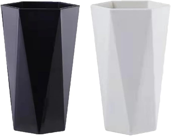 Large Geometric Diamond Toothbrush & Mouthwash Cup, Fashion Simple Toothbrush Cup, 400ml (White & Black)