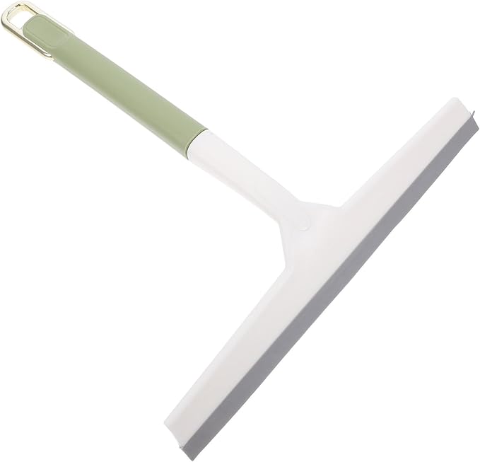 Glass Shower Door Squeegee for Glass Cleaning, Wide Household Water Scraper with Soft Handle, Light Green Bathroom Window Wiper Tool for Shower and Car Windshield