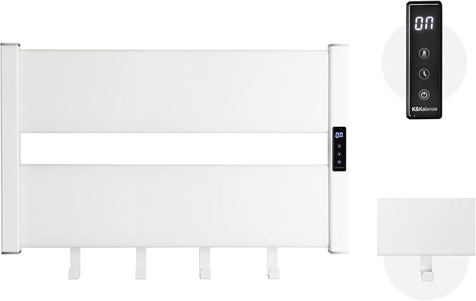 K&KALONZO Towel Warmer for Bathroom,Wall-Mounted Heated Towel Rack with Built-in Timer,Waterproof Alumnimum Electric Towel Heater, Support Plug-in and Hardwired, Sliver,H2-W