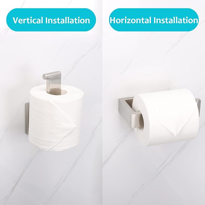 TocTen Toilet Paper Holder-Bathroom Tissue Holder Fit Big Roll Paper, Toilet Paper Roll Holder Wall Mounted Made of Thicken 304 Stainless Steel, Suitable for Bathroom, Kitchen, Office (5.9In, Brushed)