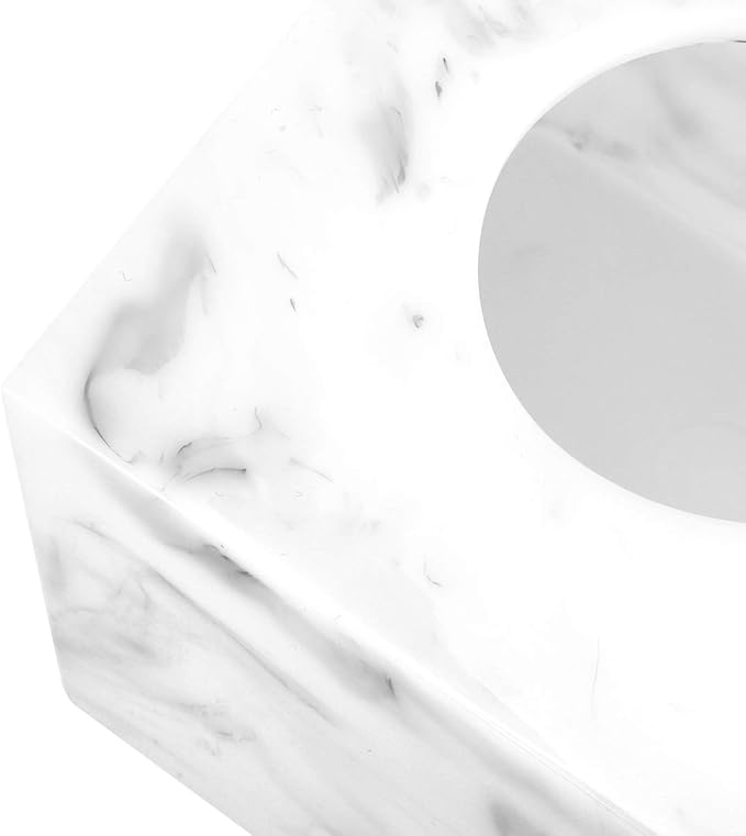 Luxspire Resin Paper Tissue Box Cover Holder, Square Facial Tissue Case, Pumping Paper Roll Toilet Paper Holder Napkin Dispenser for Office Bedroom Car Bathroom Vanity Accessories Decor, Marble White