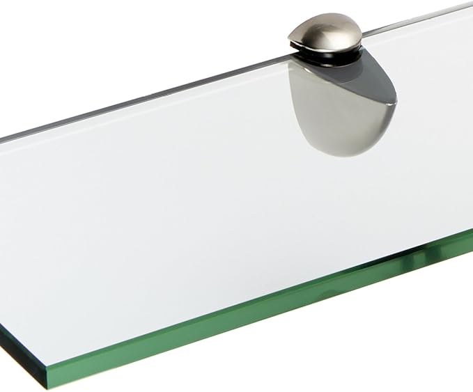 Spancraft Glass P-6x18-Brushed Steel Peacock Glass Shelf, Brushed Steel, 6" x 18"
