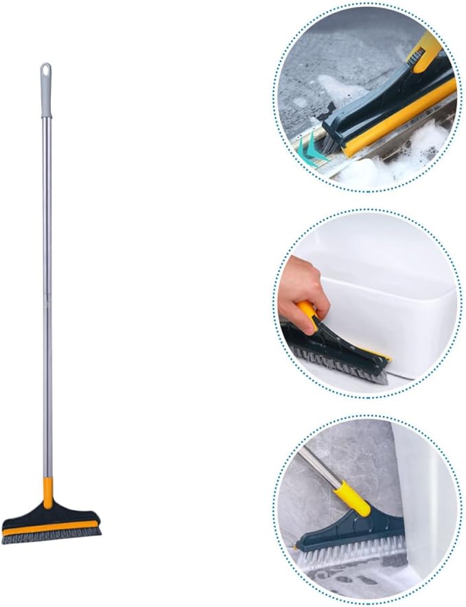 Long-Handle Toilet Tile Cleaning Brush with Stiff Bristles, Floor Scrub Brush for Bathroom and Grout, Yellow Bathroom Cleaning Supply for Hard-to-Reach Corners