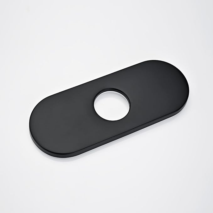 6 Inch Faucet Deck Plate for Bathroom Sink - Universal Fit for 1 Hole or 3 Hole 4 Inch Centerset Basins - Escutcheon Faucet Plate - Stainless Steel Faucet Hole Cover(Matte Black)