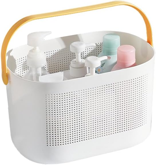 Plastic Bathroom Caddy, Portable Hard Shower Caddy With Handle for Dorm, Bathroom, Tool, Garden, Kitchen, Cleaning Supplies11.50 * 7.5 * 7inch,Yellow