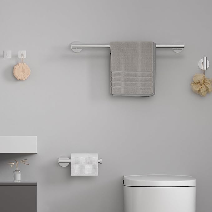Brushed Bathroom Hardware Set, 5 Pieces Bathroom Accessories Set,Stainless Steel 16 Inch Bath Towel Bar Set Wall Mounted,Robe Towel Hooks, Toilet Paper Holder,Towel Racks for Bathroom SP-60008-2