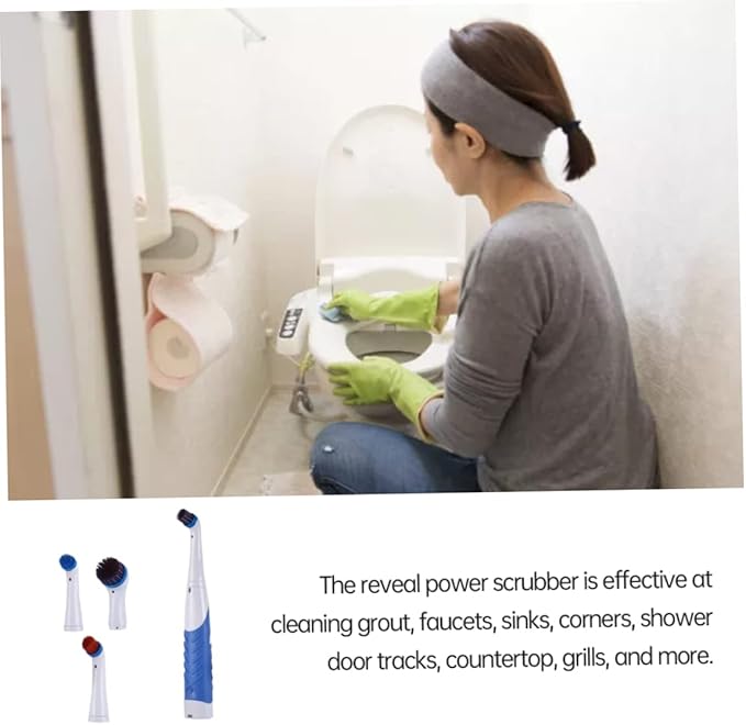 Reveal Power Scrubber Electric Cleaning Brush with 4 Brush Heads for Tub Kitchen Blue..