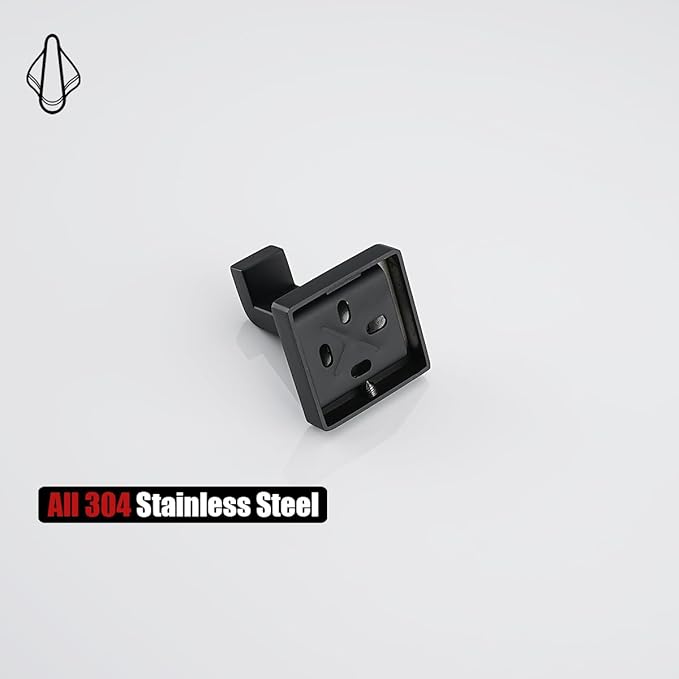 JQK Bathroom Towel Hook Black, Coat Robe Clothes Bath Wall Hooks for Kitchen Garage SUS 304 Stainless Steel Thick 0.8mm, 2 Pack Matte Black, TH250-PB-P2