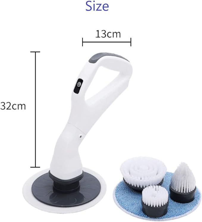 Electric Scrubber Brush for Cleaning Electric Cleaning Brush Scrubber Rechargeable Cordless Portable High Spin Scrubber Kit 4 Replaceable Cleaning Brush Heads for Cleaning Kitchen Pool Car (White)