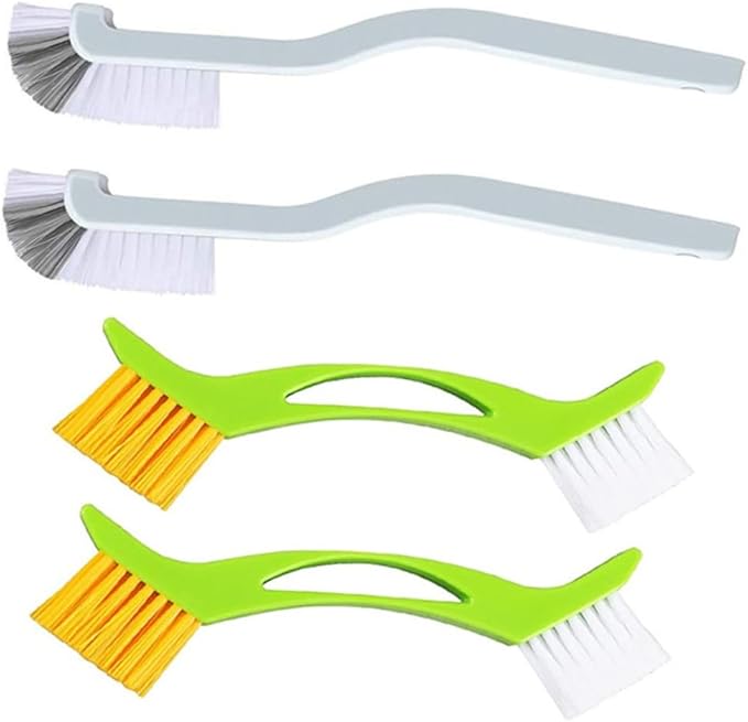 PartyKindom 4pcs Bathroom Kitchen Cleaning Brushes Scrub Brush Grout Cleaner Dish Sink Scrubber Tile Long Handle Double Head Design