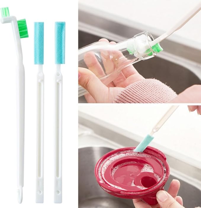 6PCS Nylon Mini Pacifier And Bottle Cap Brushes Tiny Crevice And Corner Cleaning Brushes For Grooves Of Insulated Cup Window And Door Tracks Tile Grout Small Parts Cleaning