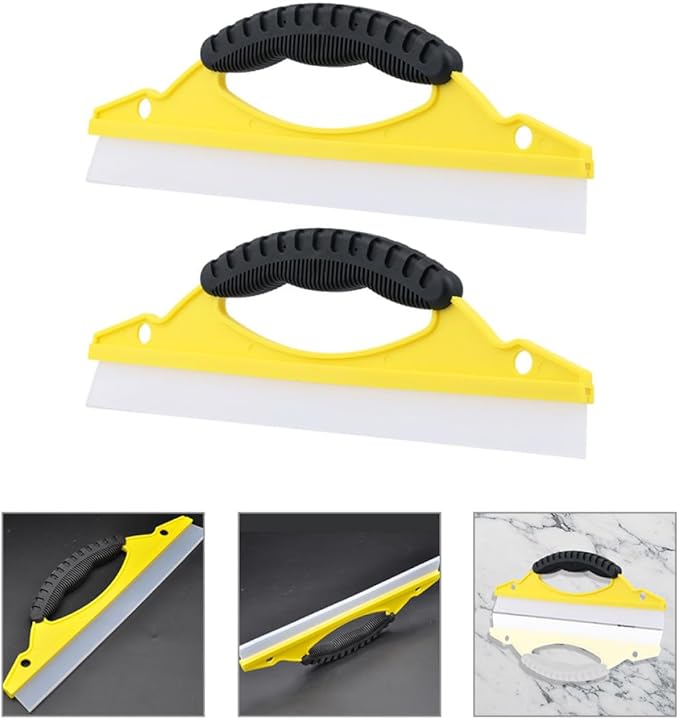 LIFKOME 2pcs Soft Rubber Car Windshield and Shower Door Squeegee, Flexible Yellow Water Wiper for Window Cleaning and Bathroom Glass Surfaces