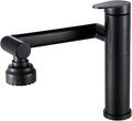 Black Bathroom Faucet 1080 Degree Swivel Lavatory Basin Sink Faucet 1 Handle Big Angle Spray Aerator Spout Extender Universal Rotating Splash Filter 2 Water Outlet Modes