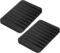 uxcell 2 Pcs Self Draining Silicone Soap Dish, Soap Tray with Drainage for Bathroom Shower Kitchen Sink, 4.5" x 3.1" x 0.4", Black